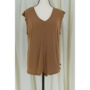 Jessica Simpson Women's Active V-Neck Sleeveless Brown Tunic Blouse Size Large